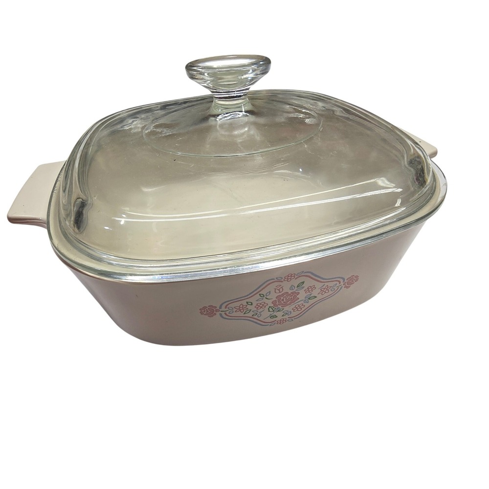 Vintage English Breakfast Corning Ware Casserole Dish Lid 2qt Cream Bakeware